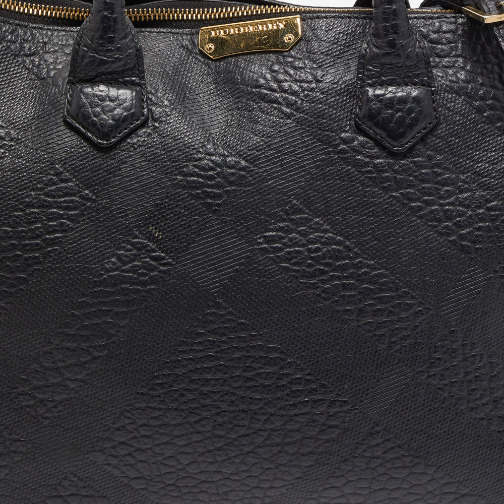 BURBERRY Black Embossed Check Leather Medium Dewsbury Tote - Picture 5 of 8